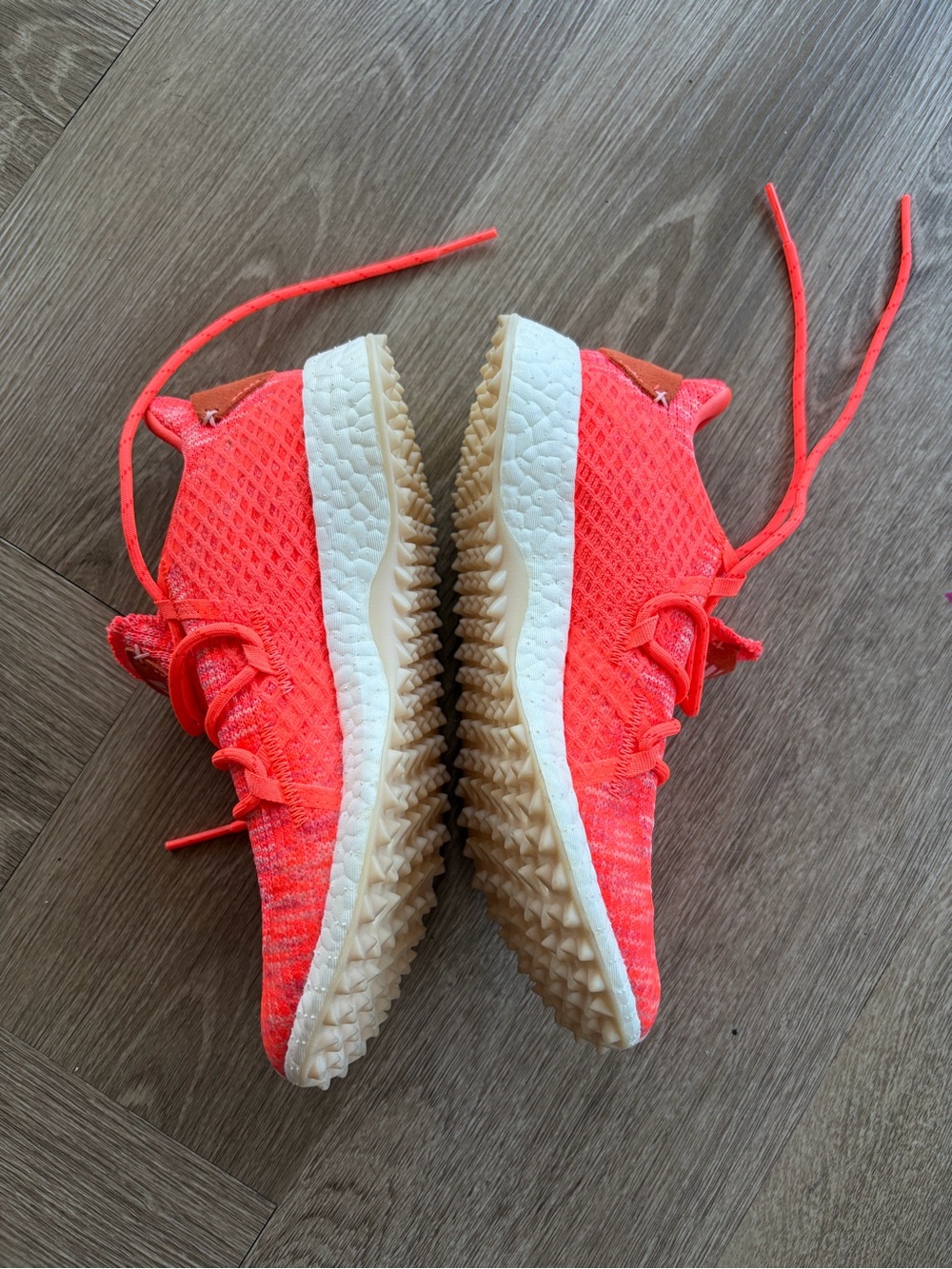adidas Neon Coral Knit Athletic Sneakers